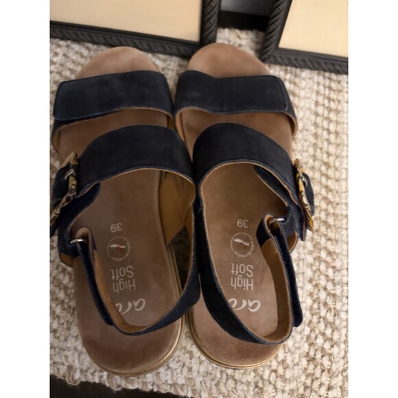 Ara High Soft Women's Size EU 39/US8.5 Adjustable Sandal Black Leather  COMFORT - Picture 5 of 9